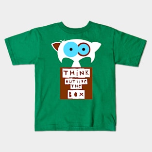 Funny cat – Think outside the box. (Chopin) – green Kids T-Shirt